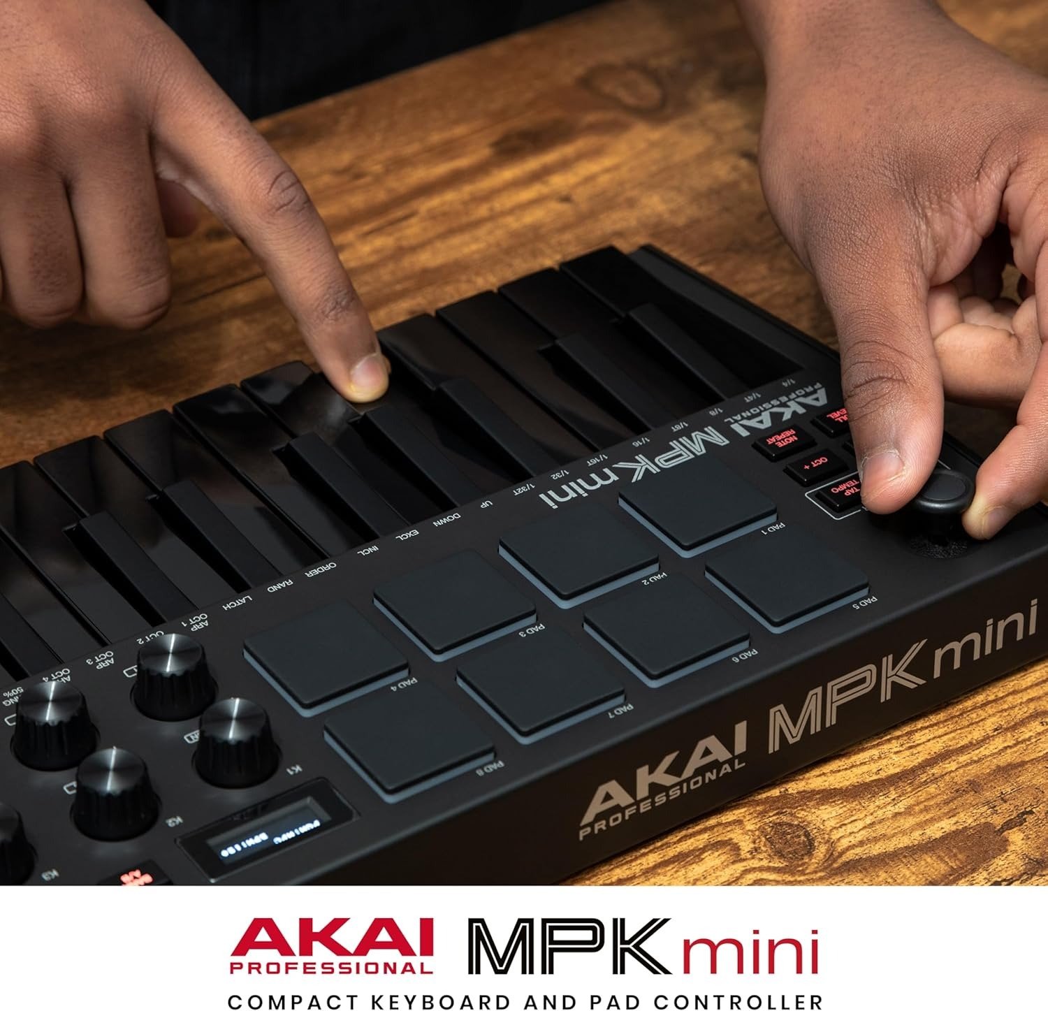 25 Key USB MIDI Keyboard Controller With 8 Backlit Drum Pads, 8 Knobs, Music Production Software and Native Instruments Sound Package (NKS Integration), Black