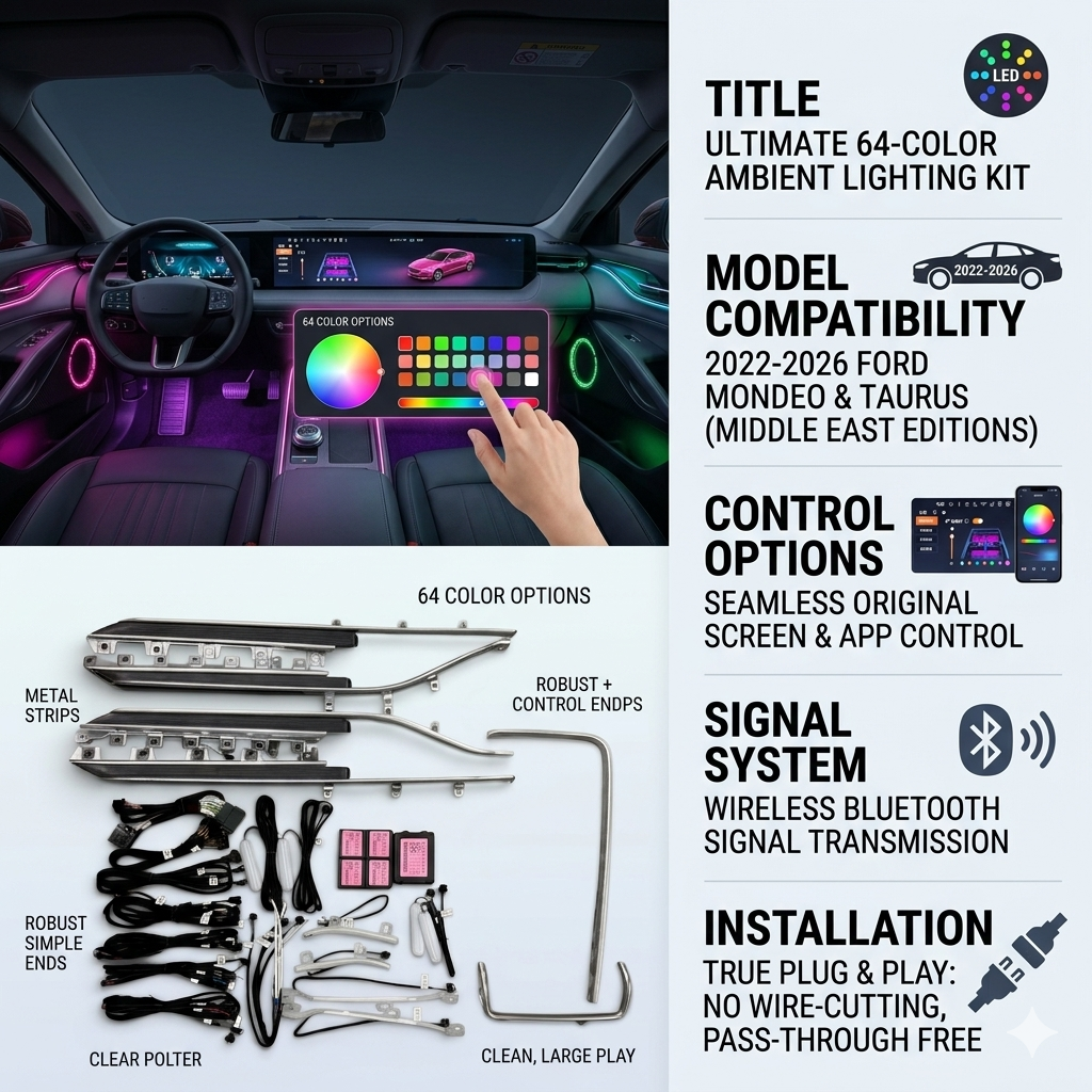 Mondeo/Taurus (2022-2026) Ambient Lighting Kit Custom-made for Ford Mondeo / Middle East Taurus (2022-2026)