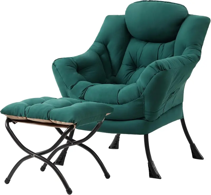 Tiita Modern Lazy Lounge Chair with Matching Ottoman – Large Leisure Armchair Set