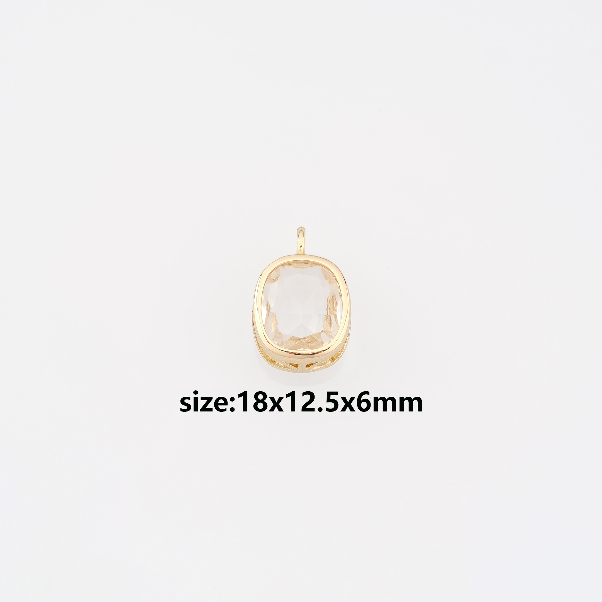18K Gold Filled Oval Pendant,CZ Micro Pave Oval Charm Earrings Necklace for DIY Jewelry Making Supply