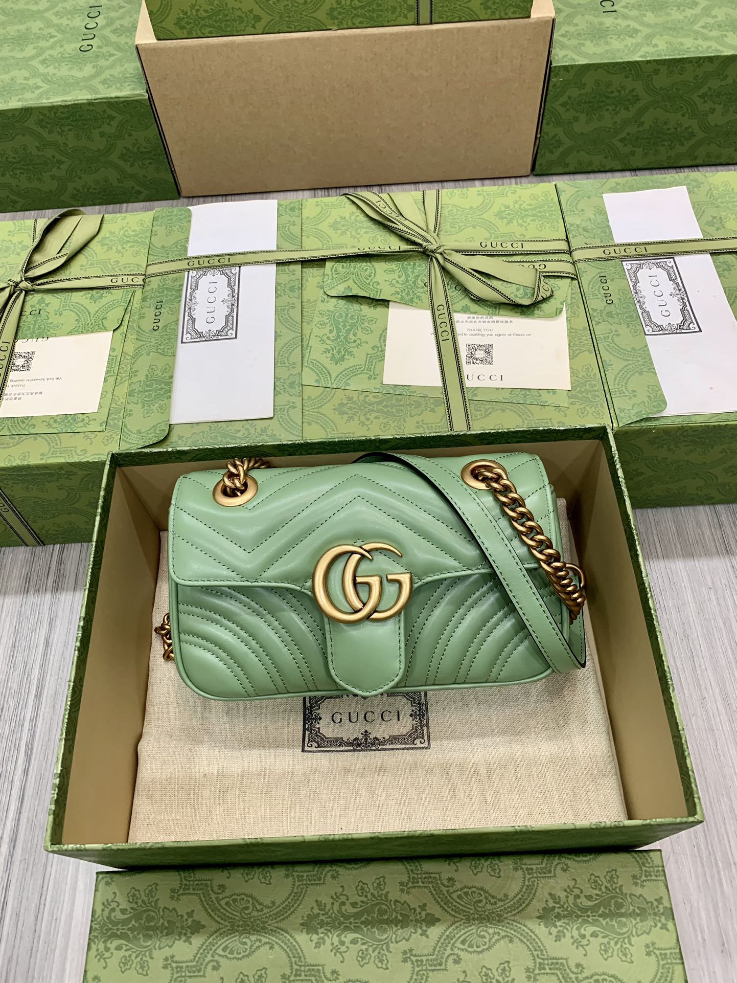 Top version Gucci GG Marmont chain bag Original factory leather - cnluxepick