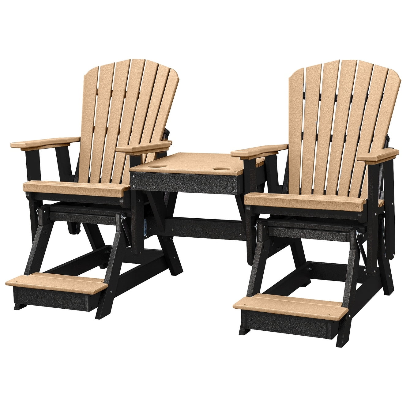 OS Home and Office Model Double Balcony Height Glider with Center Table in Cedar and Black