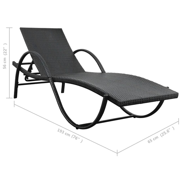 vidaXL Sun Lounger with Cushion and Table Poly Rattan Black