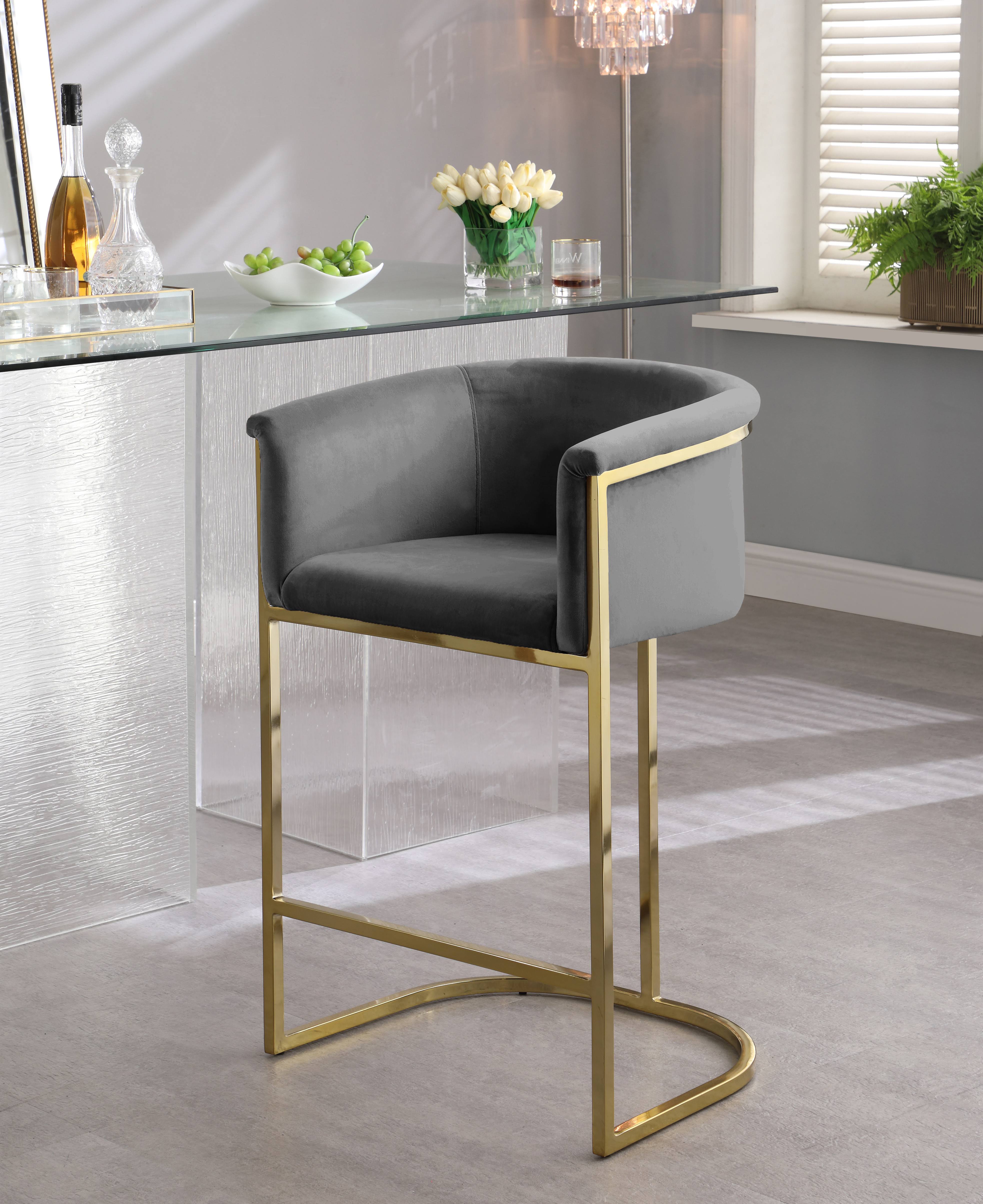 Meridian Furniture Donatella Grey Velvet Stool