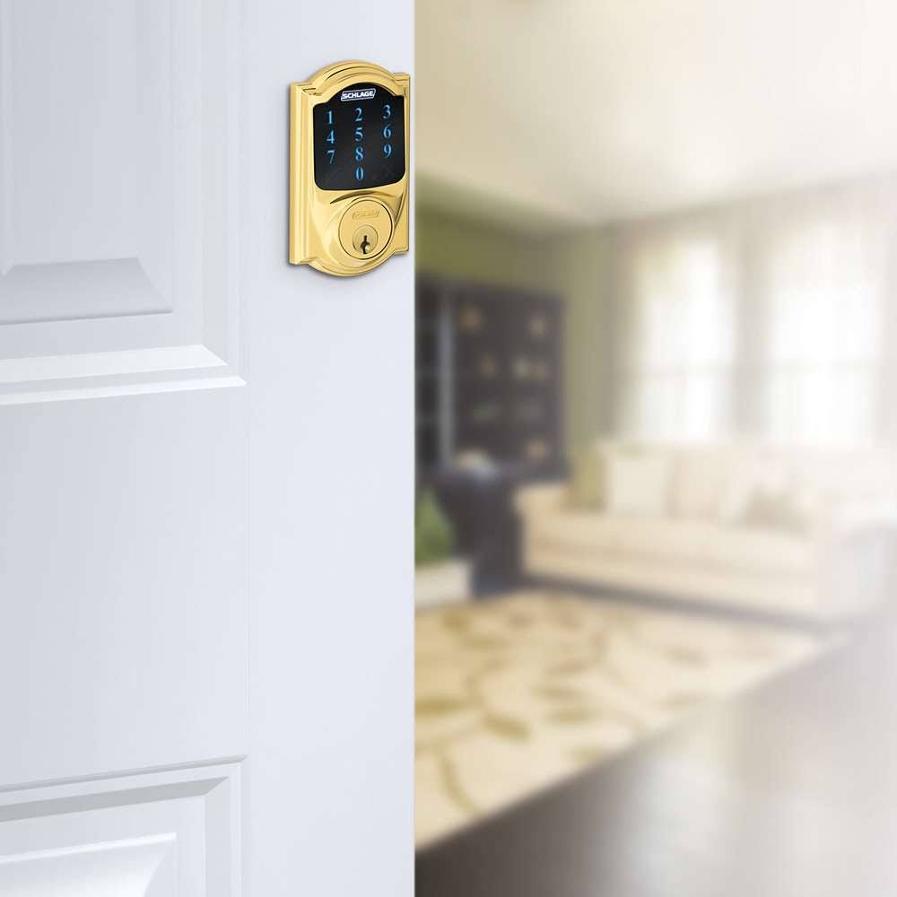 Schlage BE469NXCAM619 Camelot Touchscreen Deadbolt with Alarm - Satin Nickel