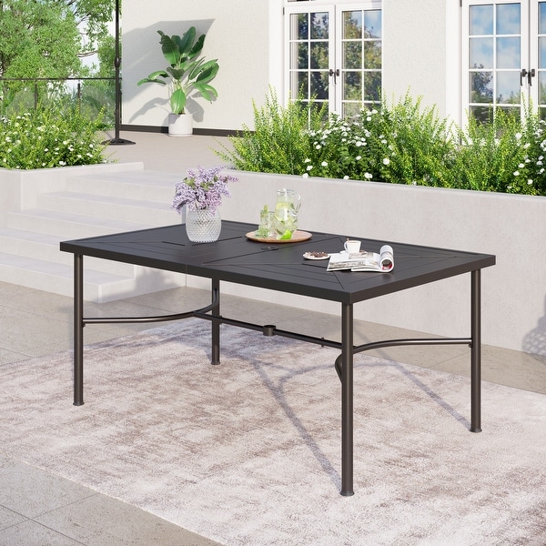 7Piece Patio Dining Sets ,6 Textilene Fabirc Chairs and 1 Metal Table with 2.1'' Umbrella Hole