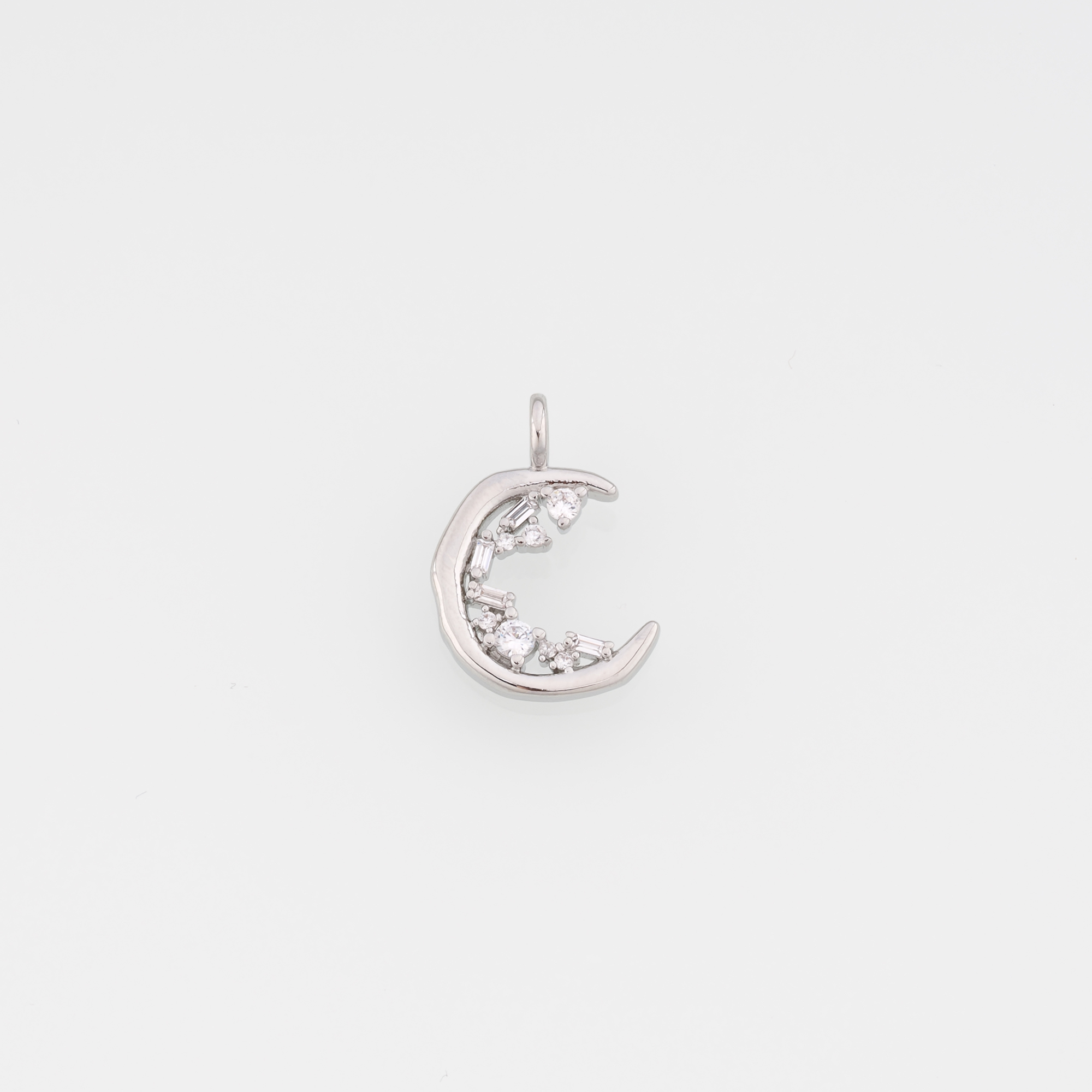 18K Gold Filled Moon Pendant,CZ Micro Pave Celestial Charm Earrings Necklace for DIY Jewelry Making Supply