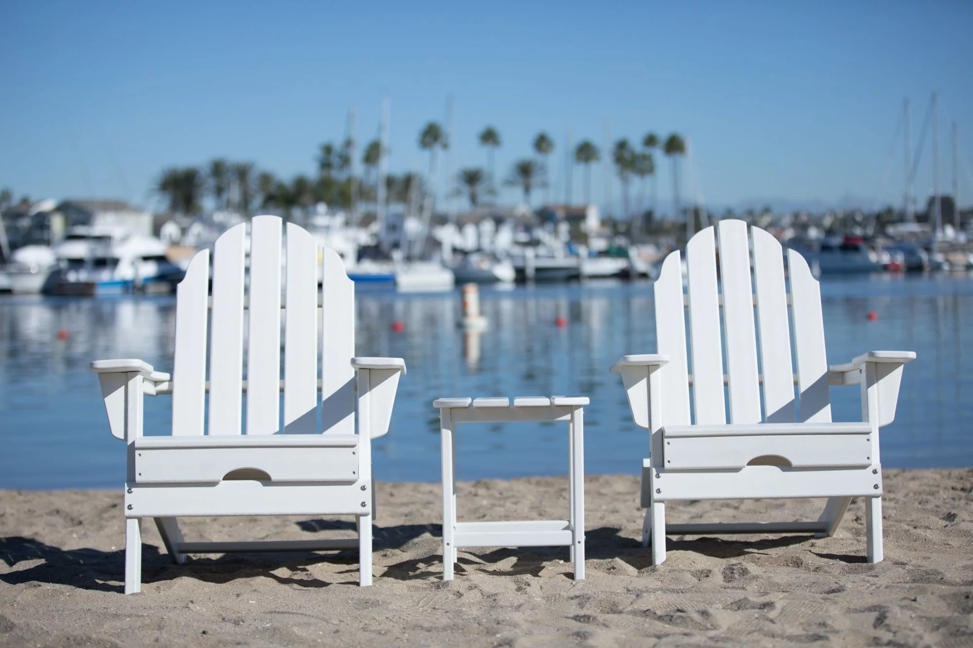 Balboa White Folding Adirondack Chair and Table Set
