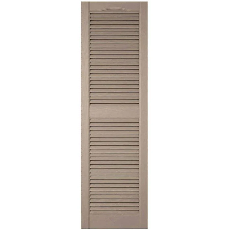 12 inchw x 49 inchh Lifetime Vinyl, Custom Cathedral Top Center Mullion, Open Louver Shutters, w/Shutter-Loks (Per Pair), Wicker