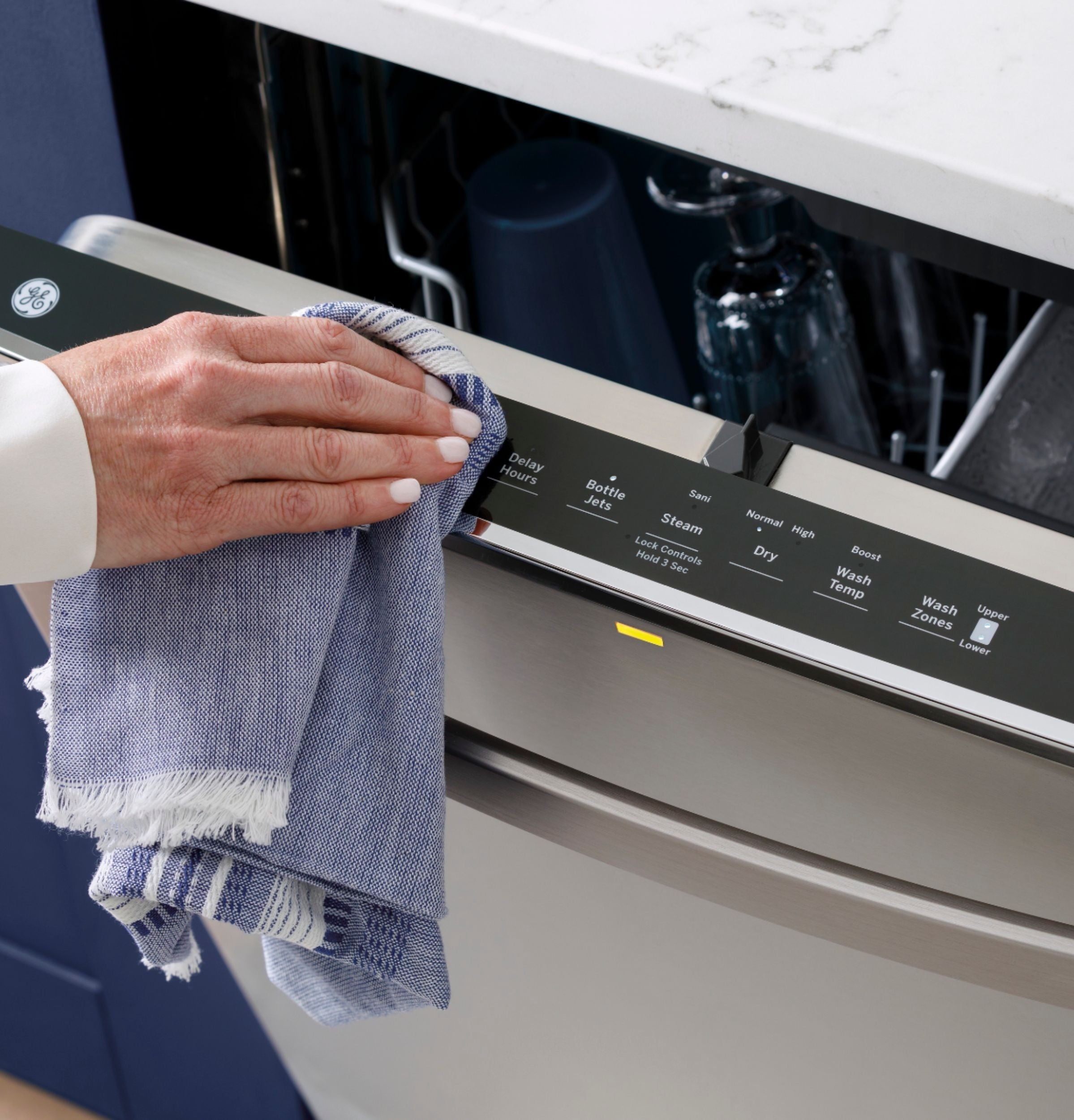 GE - Top Control Built-In Dishwasher with Stainless Steel Tub, 48 dBA - Slate