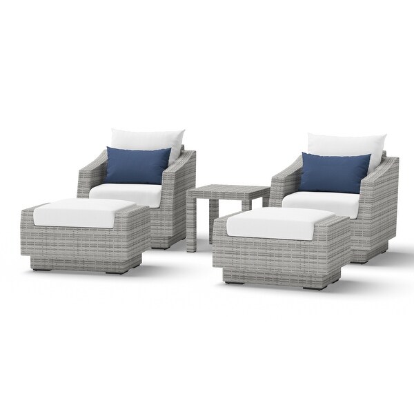Cannes 5 Piece Aluminum Outdoor Patio Club Chair and Ottoman Set.