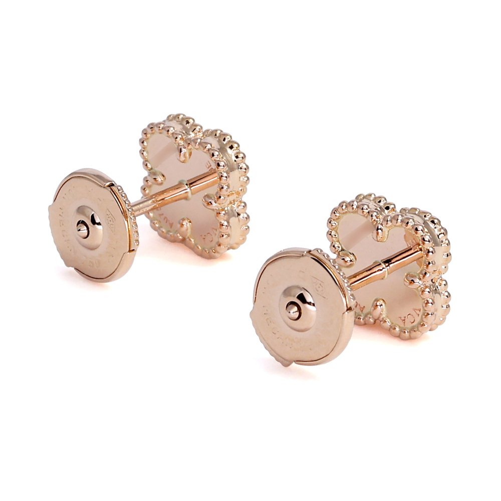 Van Cleef & Arpels Sweet Alhambra Earrings 18K Rose Gold Carnelian VCARN6BO00