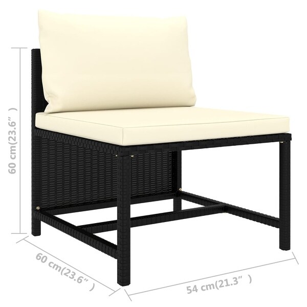 vidaXL 4 Piece Patio Sofa Set with Cushions Black Poly Rattan
