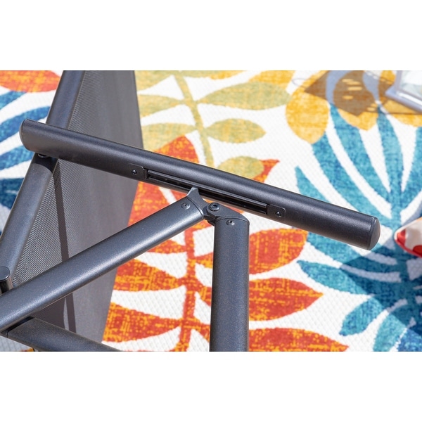 9Piece Patio Dining Set,Metal Table and Foldable Sling Dining Chairs with 7 Levels Adjustable