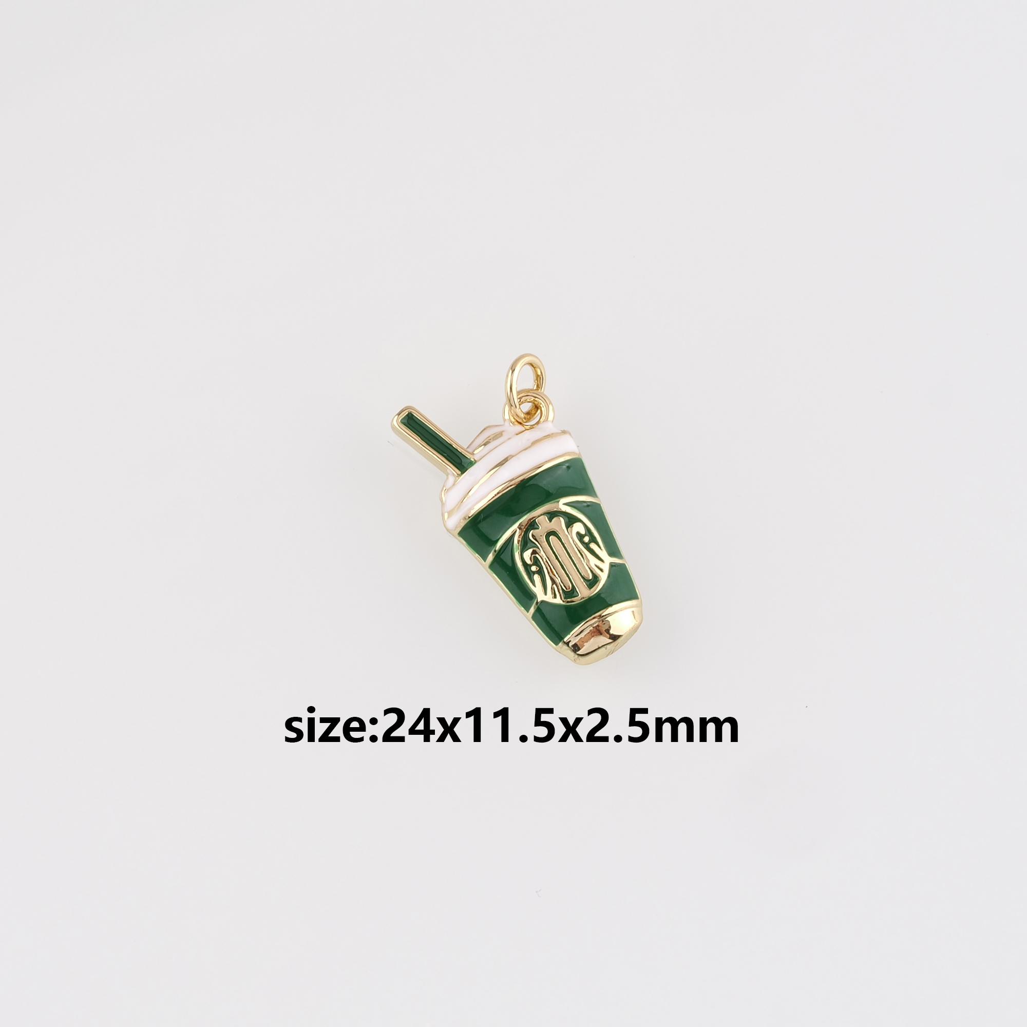 18K Gold Filled Cafe Pendant,Enamel Coffee Cup Charm Earrings Necklace for DIY Jewelry Making Supply