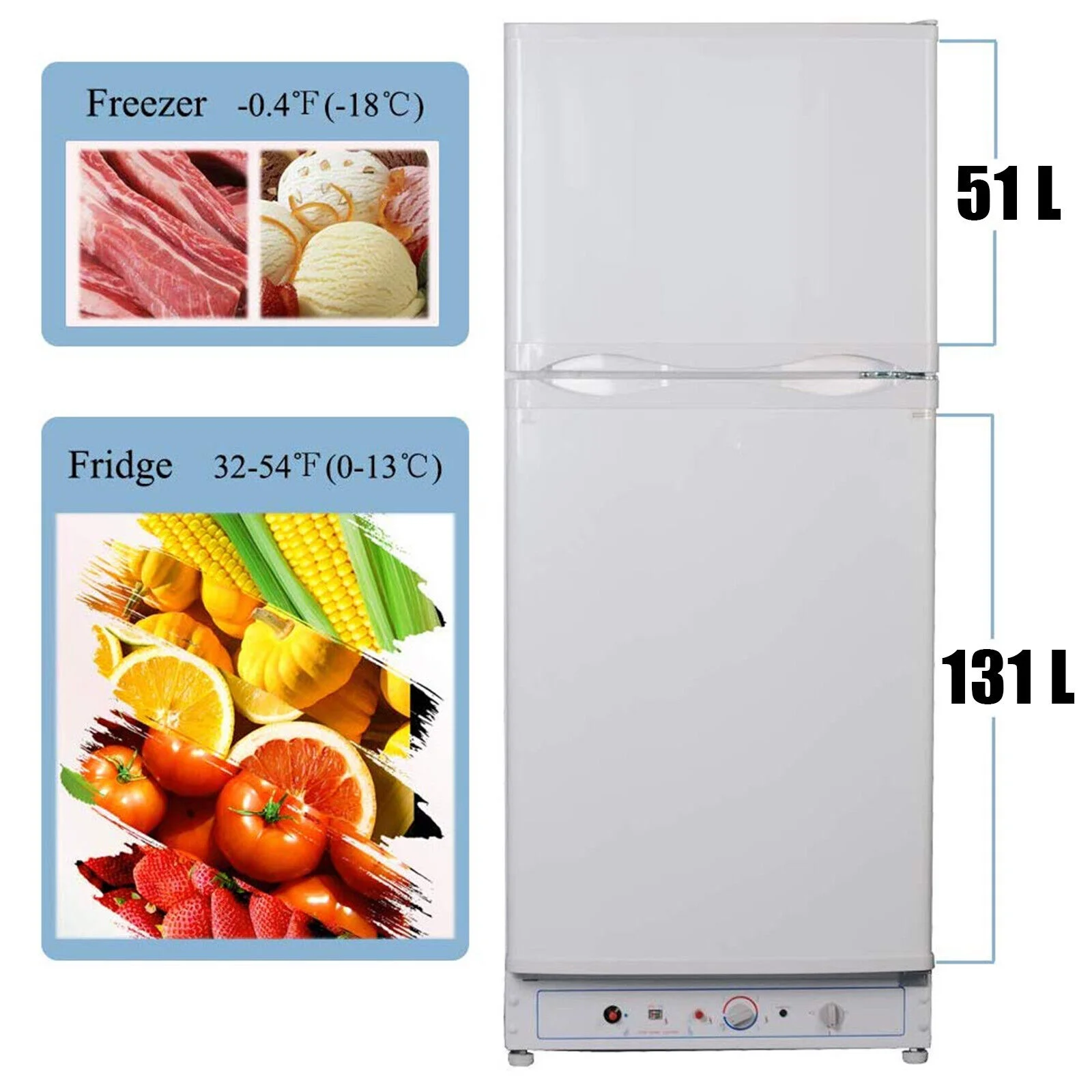 Smad Propane Gas Refrigerator with Freezer 6.5 Cu ft LPG Fridge for Cabin Camper RV Home 2 Way LPG/220V Refrigerator Gas Fridge Freezer Caravan Campervan Off Grid