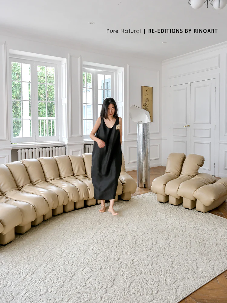 CP097 - Stunning! Iris Relief Pure Natural Four Seasons Alginate “Micro Waterproof” Cream Living Room Carpet
