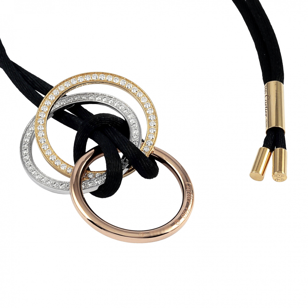 Cartier Trinity Mm Necklace Tri-Gold Diamond N3027000