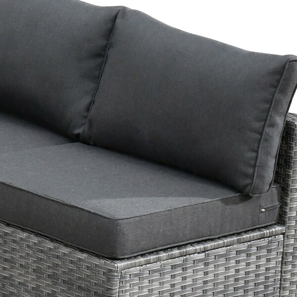 HOOOWOOO 8piece Patio Furniture Set Wicker Sectional Sofa with Fire Pit Table