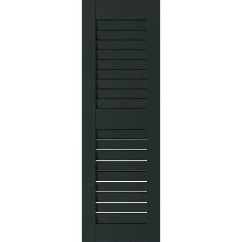 Ekena Millwork 2-Pack 12-in W x 55-in H Black Forest Green Louvered Wood Western Red Cedar Exterior Shutters | RWL12X055DGW