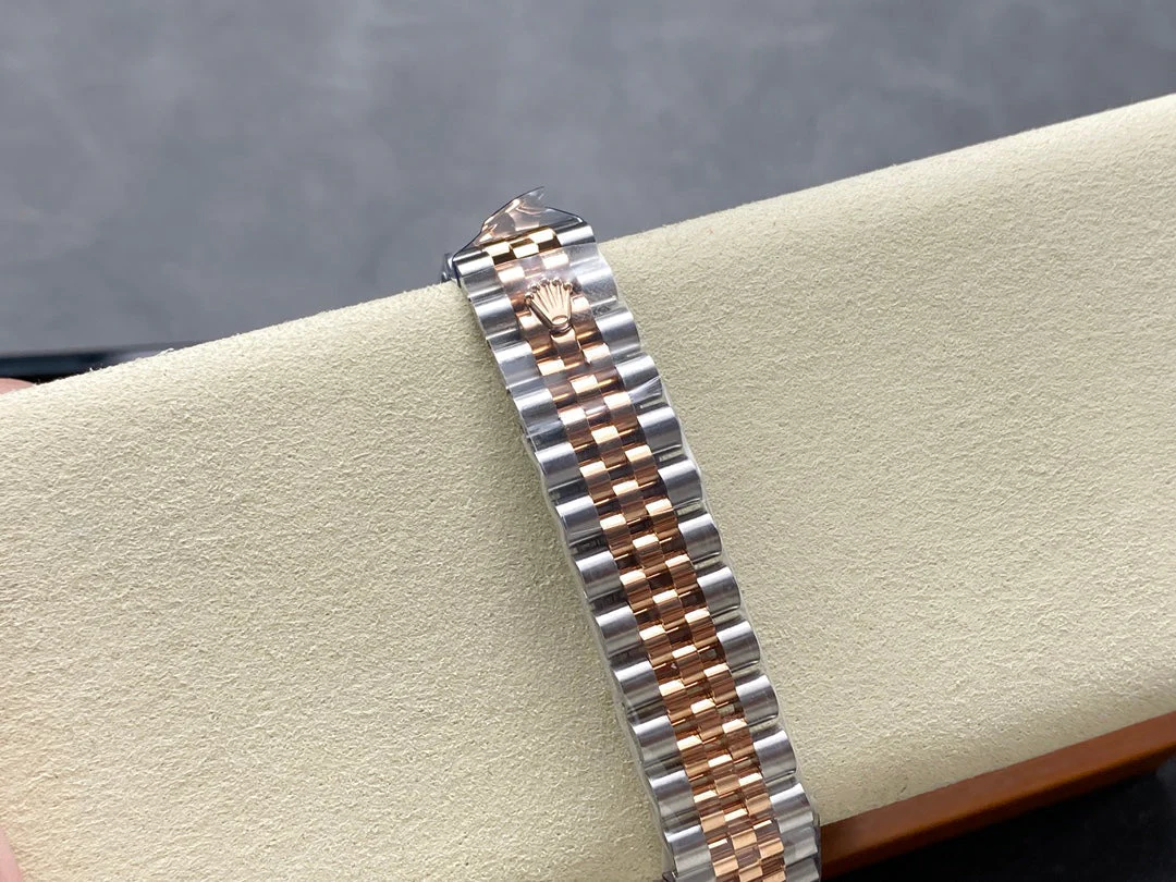 Datejust 28mm Pink Gold Steel Diamond Bezel White Mop Dial