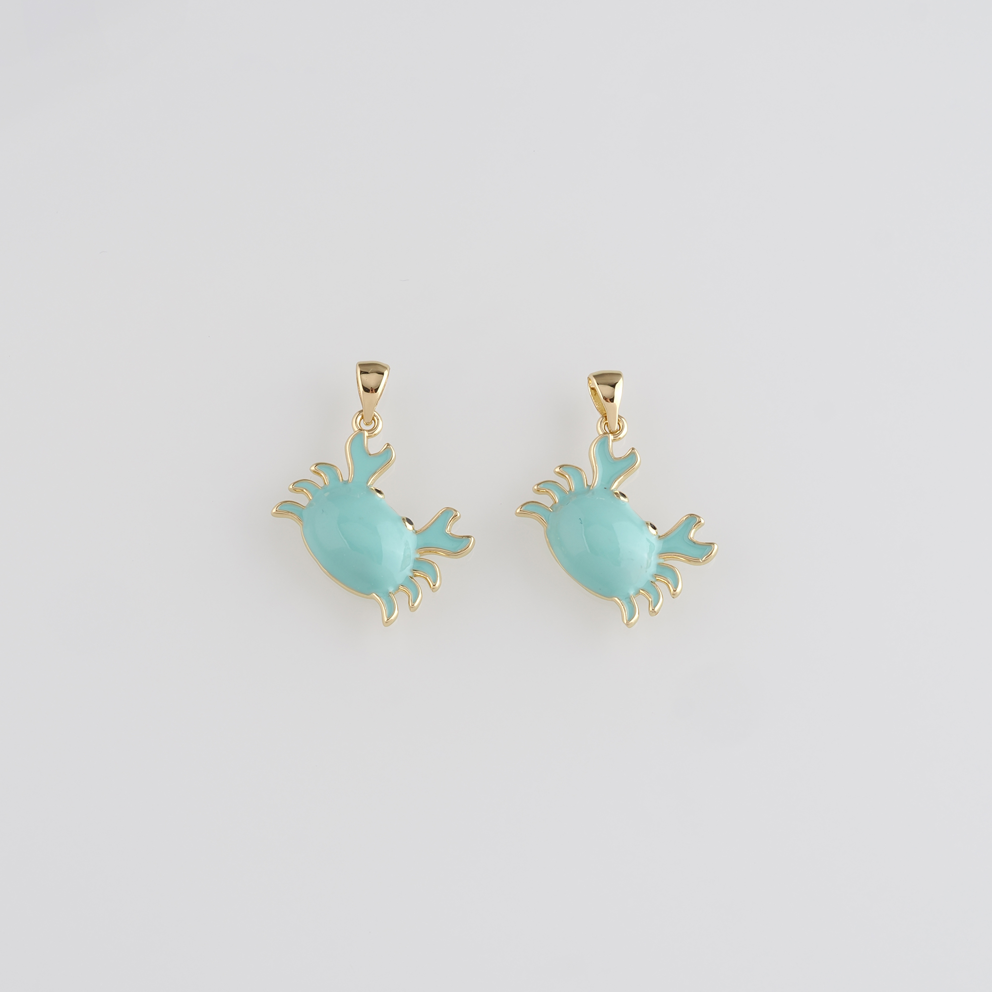 18K Gold Filled Crab Pendant,Enamel Cancer Charm Earrings Necklace for DIY Jewelry Making Supply