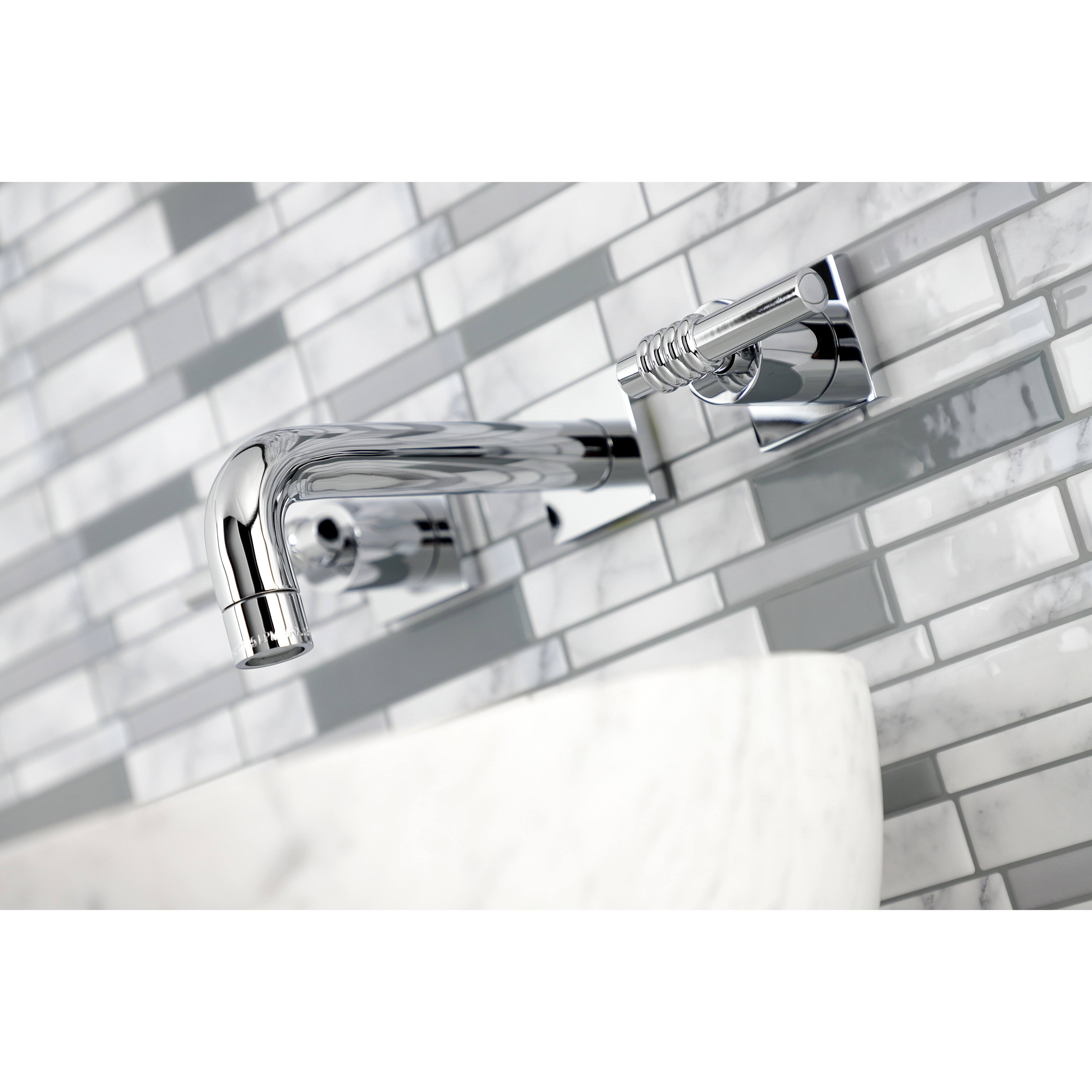 Kingston Brass KS6128ML Milano Two-Handle Wall Mount Bathroom Faucet Brushed Nickel
