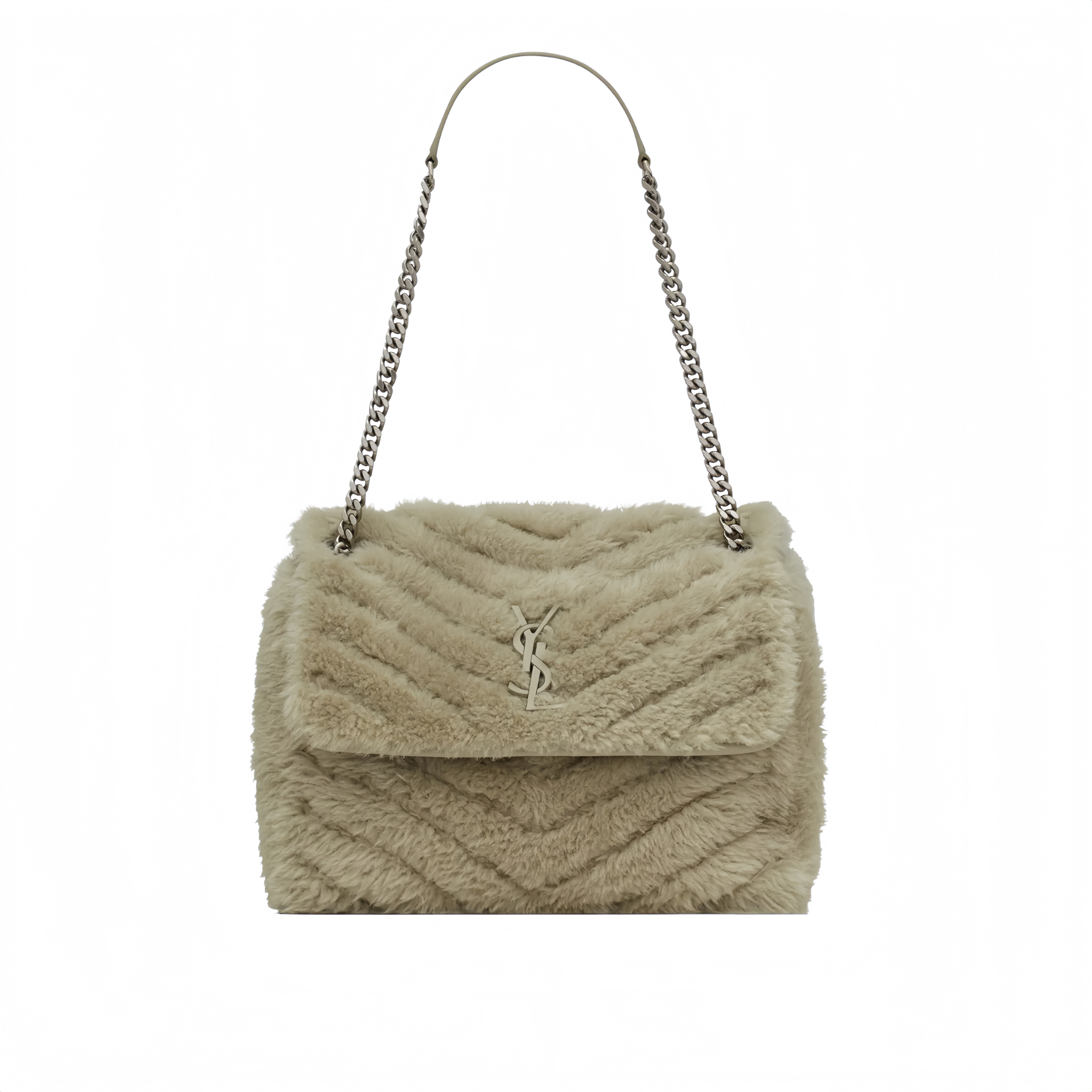 Saint Laurent Niki Medium Chain Bag In Shearling Brown