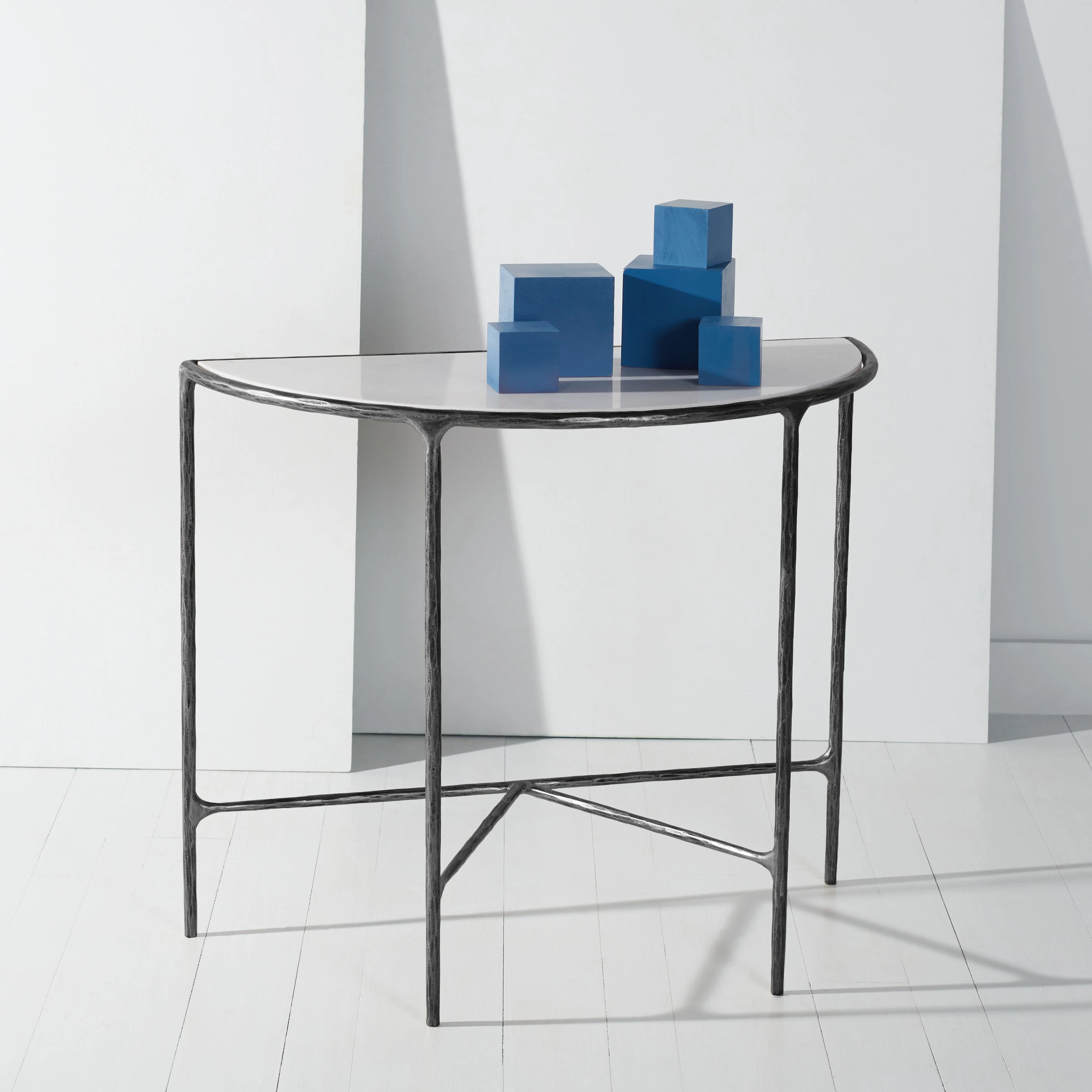 SAFAVIEH Couture Jessa Glam Metal Console Table, Black/White