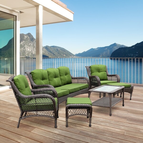 6piece Resin Wicker Patio Furniture Conversation Set with High Back