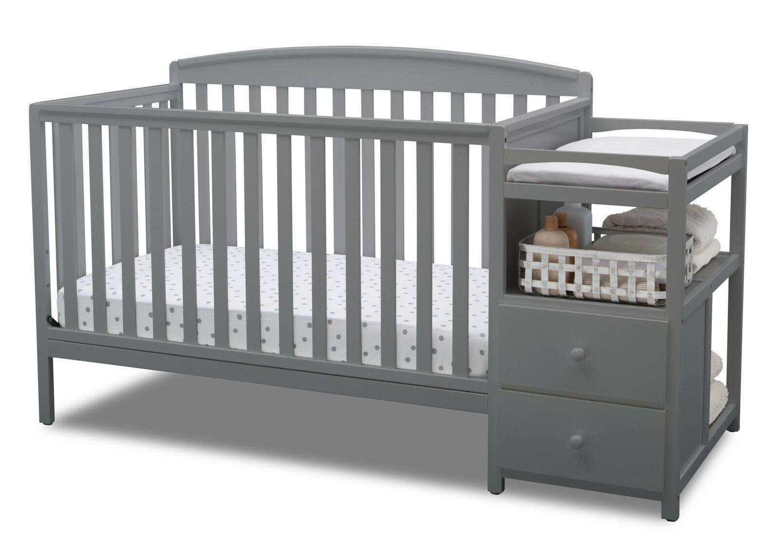 Delta Children Royal 4-in-1 Convertible Baby Crib and Changer, Grey