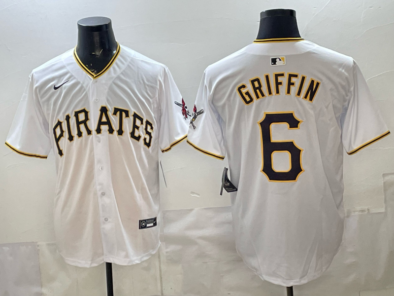 Men's Pittsburgh Pirates Konnor Griffin #6 White Replica Player Jersey