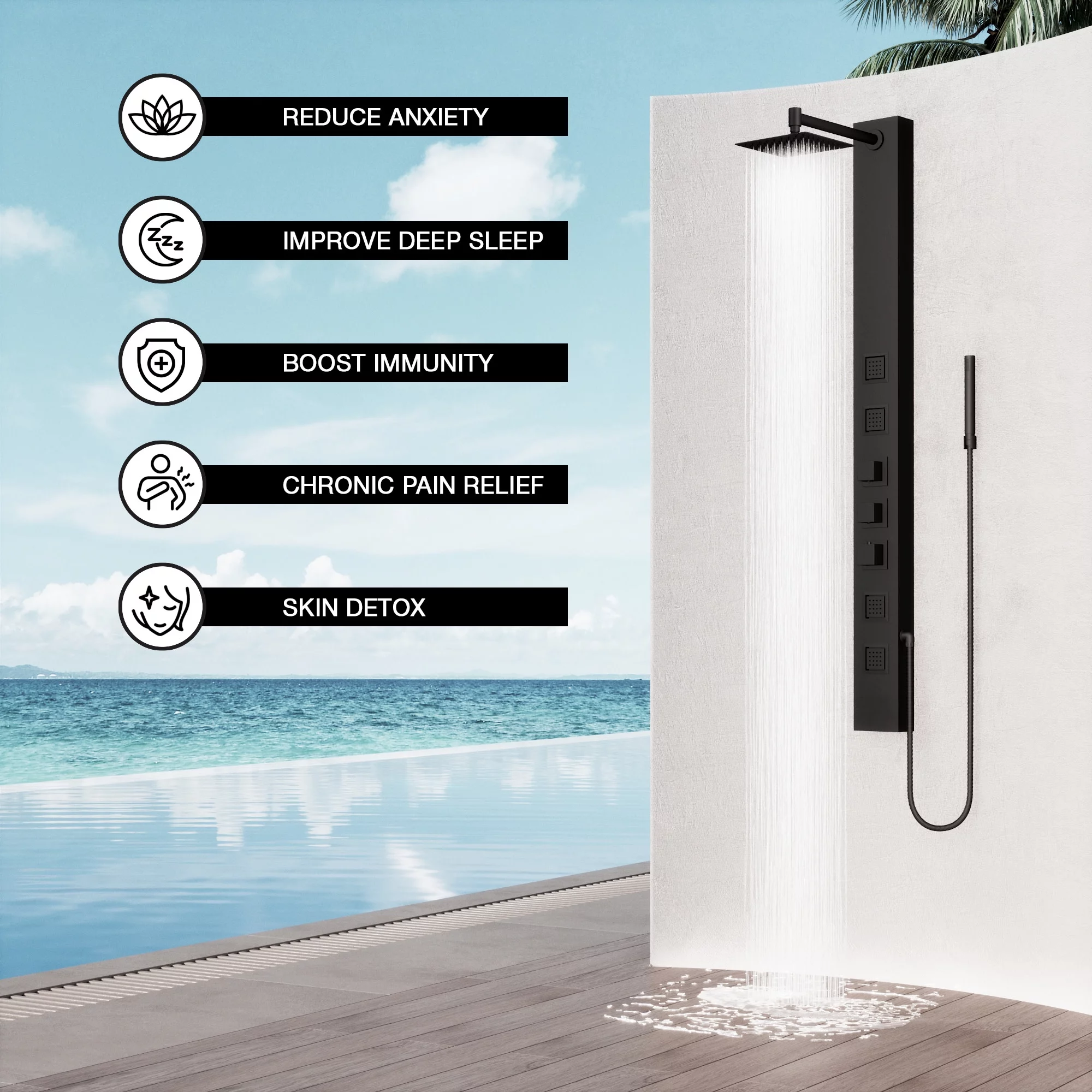Vigo Vg08021 Sutton Thermostatic Shower Panel - Black