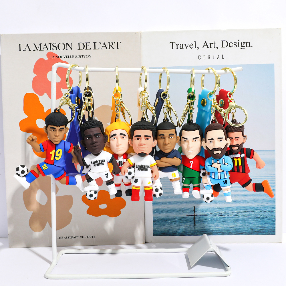 2026 New World Cup Star Keychain C. Ronaldo Messi Figurine Pendant Football Merchandise PVC Cartoon Ornament Gift