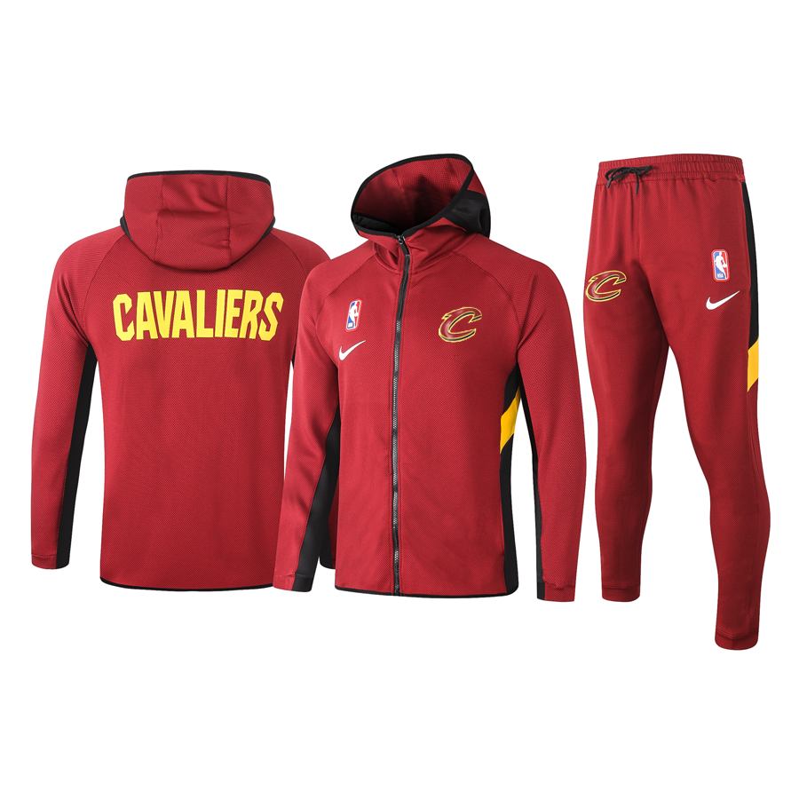 Men's Cleveland Cavaliers Red 2019/20 Showtime Full-Zip Therma Flex Performance Hoodie