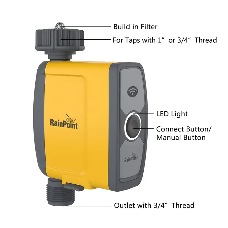 RAINPOINT WiFi Sprinkler Timer Smart Water Timer – Timer Only, Must be Used with WiFi Hub, 2.4Ghz WiFi Only