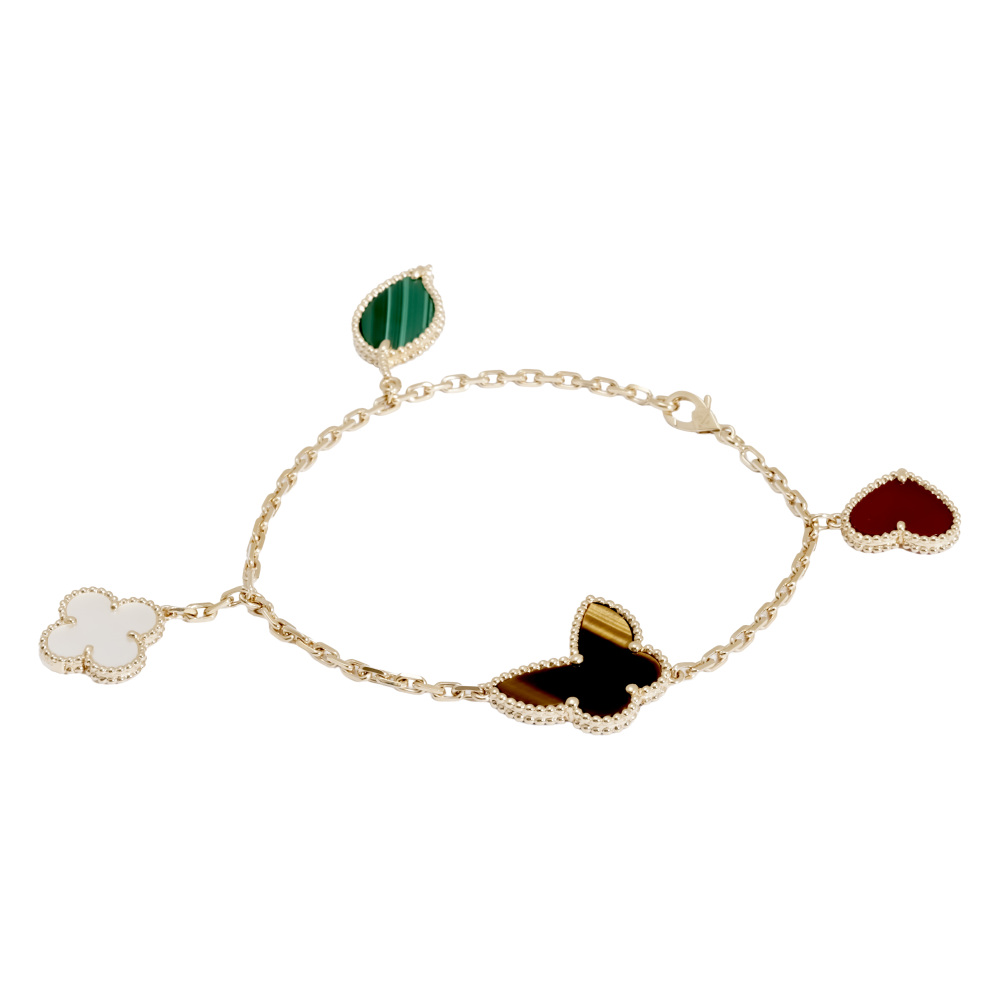 Van Cleef & Arpels Lucky Alhambra 4 Motifs Bracelet 18K Yellow Gold VCARD79600