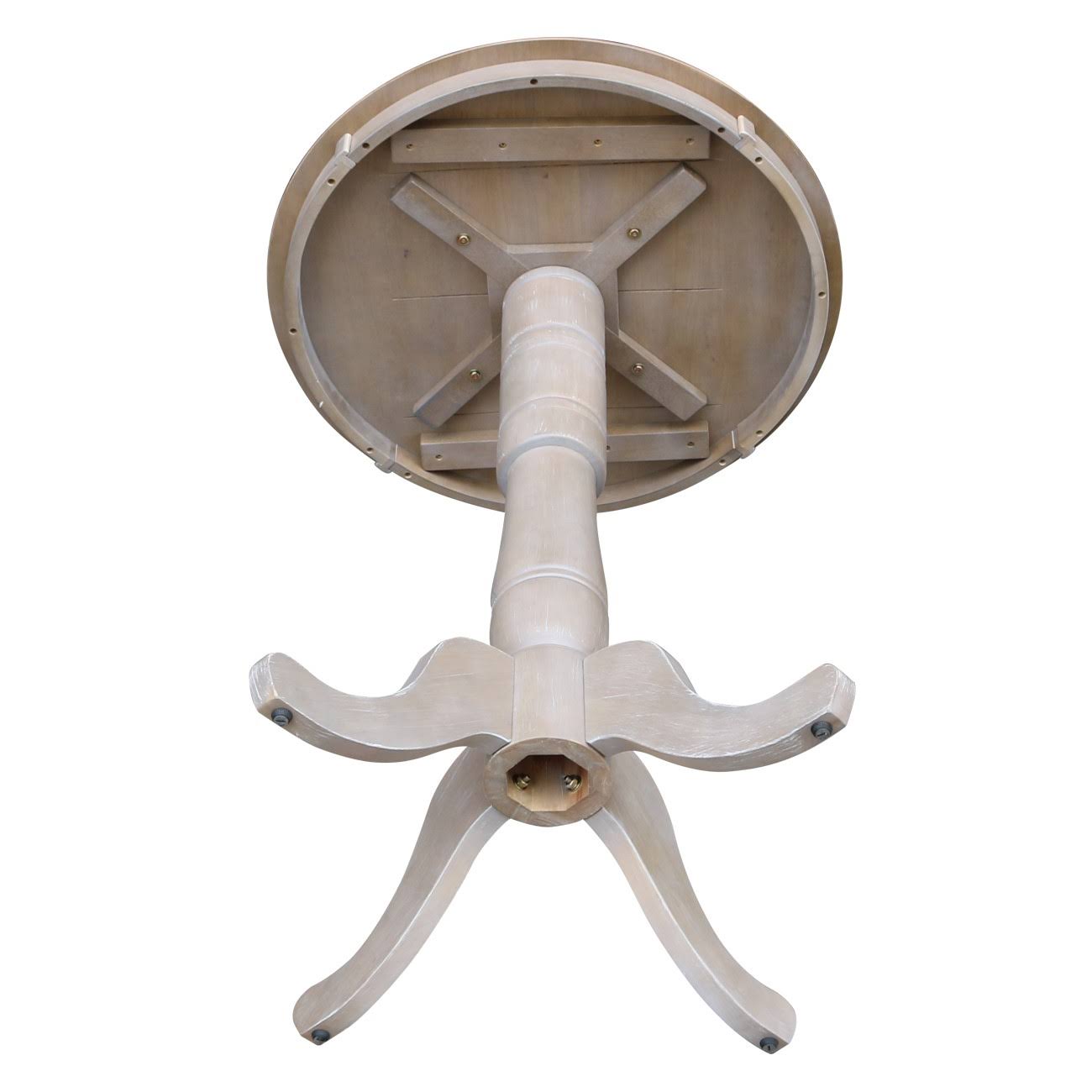 International Concepts 30x22 Round Top Pedestal Table - 40.9x22H, Washed Gray Taupe