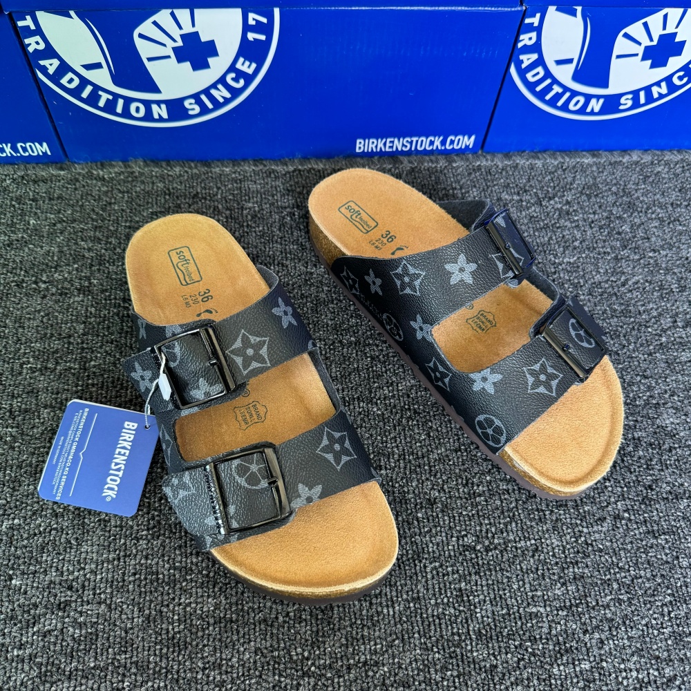 Birkenstock Arizona Louis Vuitton Monogram Print Sandals