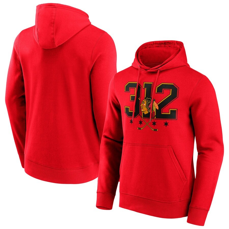 Men's Chicago Blackhawks Red Fanatics Branded Hometown Graphic Hoodie