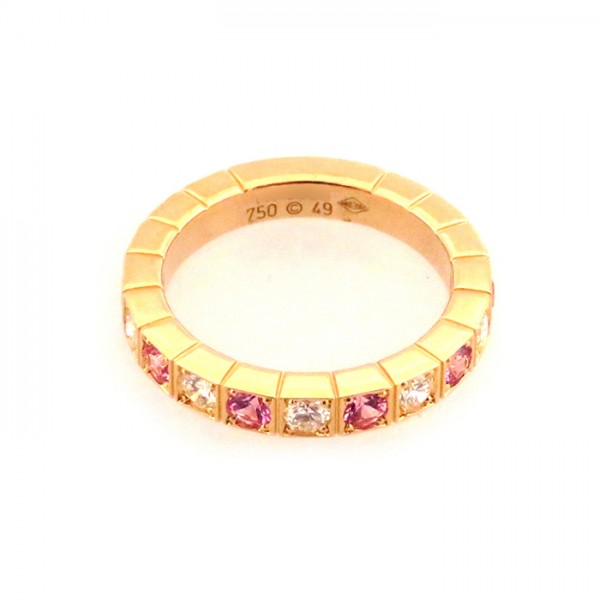 Cartier Laniere Diamond Pink Sapphire Ring 18K Rose Gold