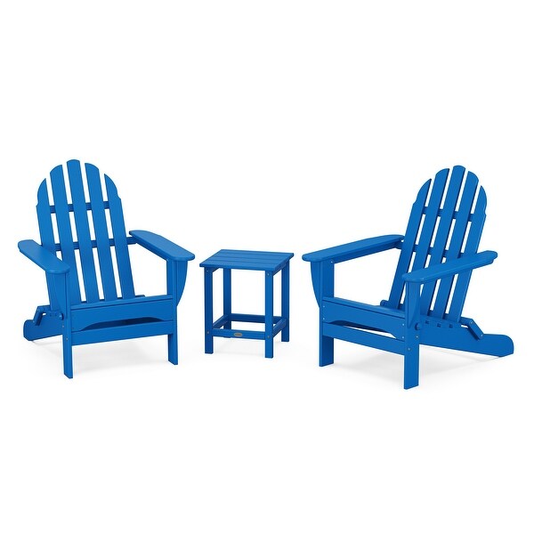 POLYWOOD Classic Folding Adirondack 3Piece Set with Long Island 18