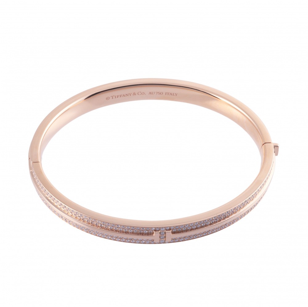 Tiffany & Co. Tiffany T Two Hinge Diamond Bracelet 18K Rose Gold