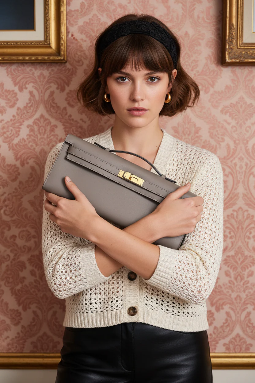 Hermès Kelly Cut Gris Asphalt Swift Gold Hardware