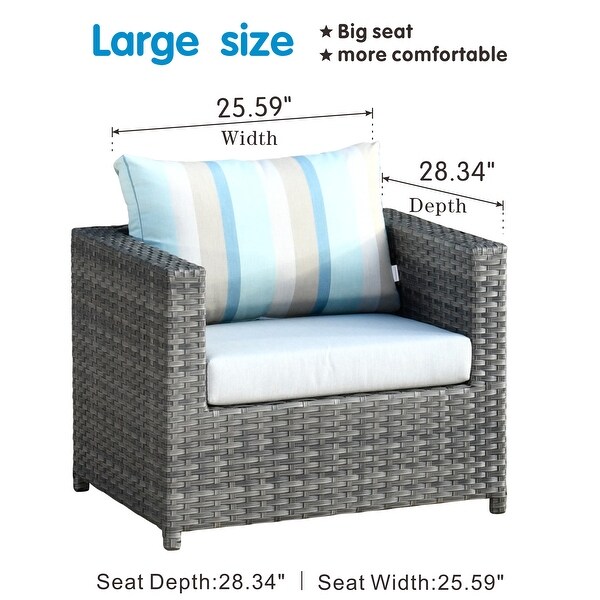 OVIOS Patio Furniture Deep Seat Wicker 9piece Set