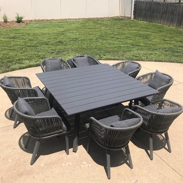 PURPLE LEAF 711 Patio Dining Set,Aluminum Frame Table,Wicker Chairs
