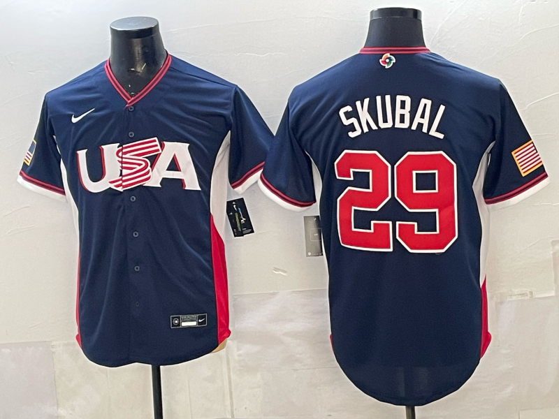 Men's USA Baseball Tarik Skubal #29 Navy 2026 World Baseball Classic Stadium Jersey