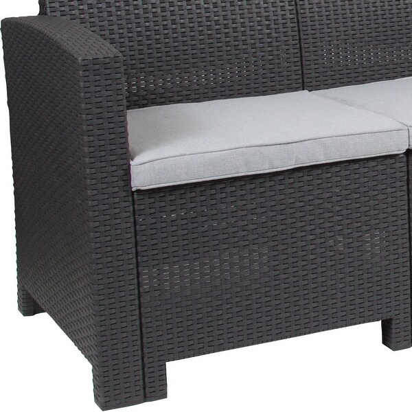 Faux Rattan Sofa with AllWeather Cushions