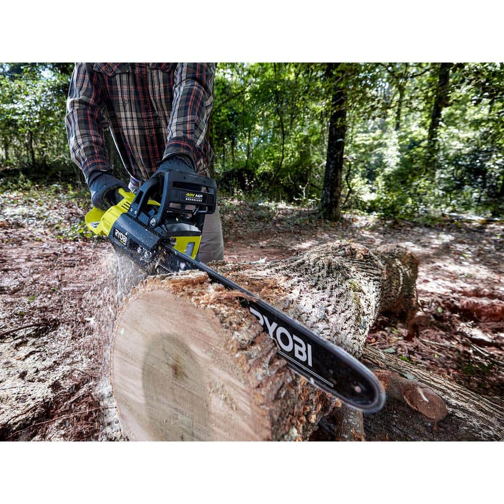 40V HP Brushless 18 in. Battery Chainsaw with 5.0 Ah Battery and Charger RY40580