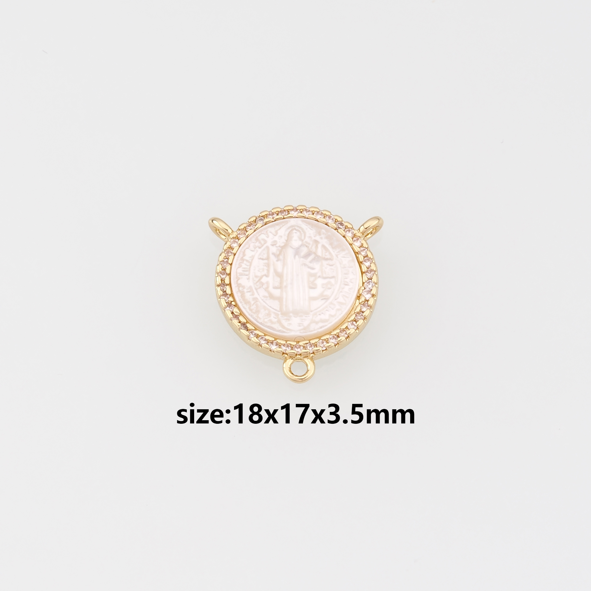 18K Gold Filled Benedict Pendant,CZ Micro Pave Religious Charm Earrings Necklace for DIY Jewelry Making Supply